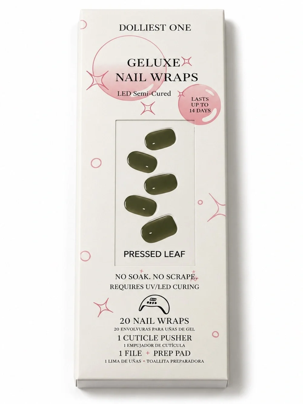 Geluxe Nail Wraps - Pressed Leaf Olive Green